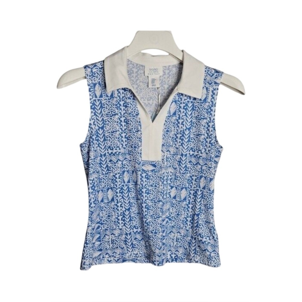 Sigrid Olsen Blue Golf & Tennis Sleeveless Polo Top NWT Size S
